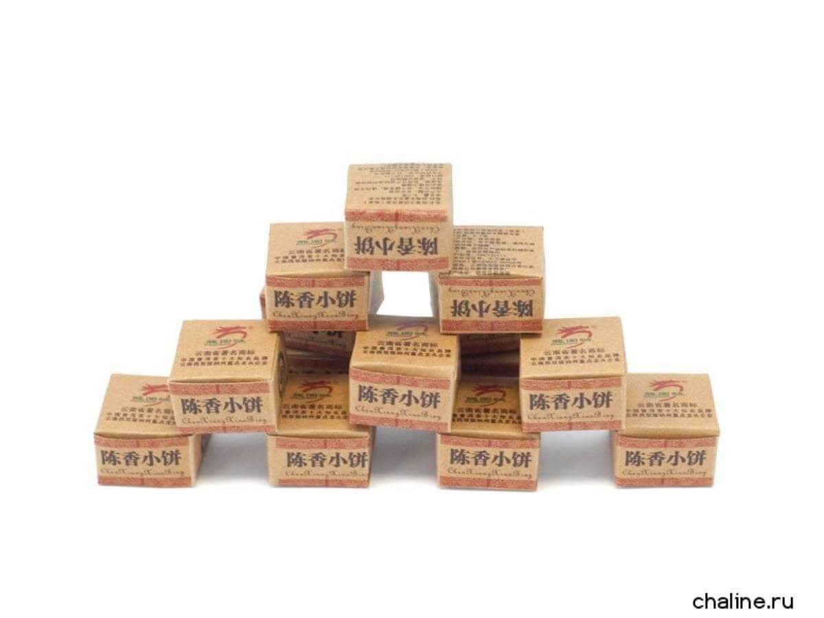 Pressed Rip Pu-erh Tea - Шу пуэр 2008 г. марки «Сад дракона» гнездо 7 г