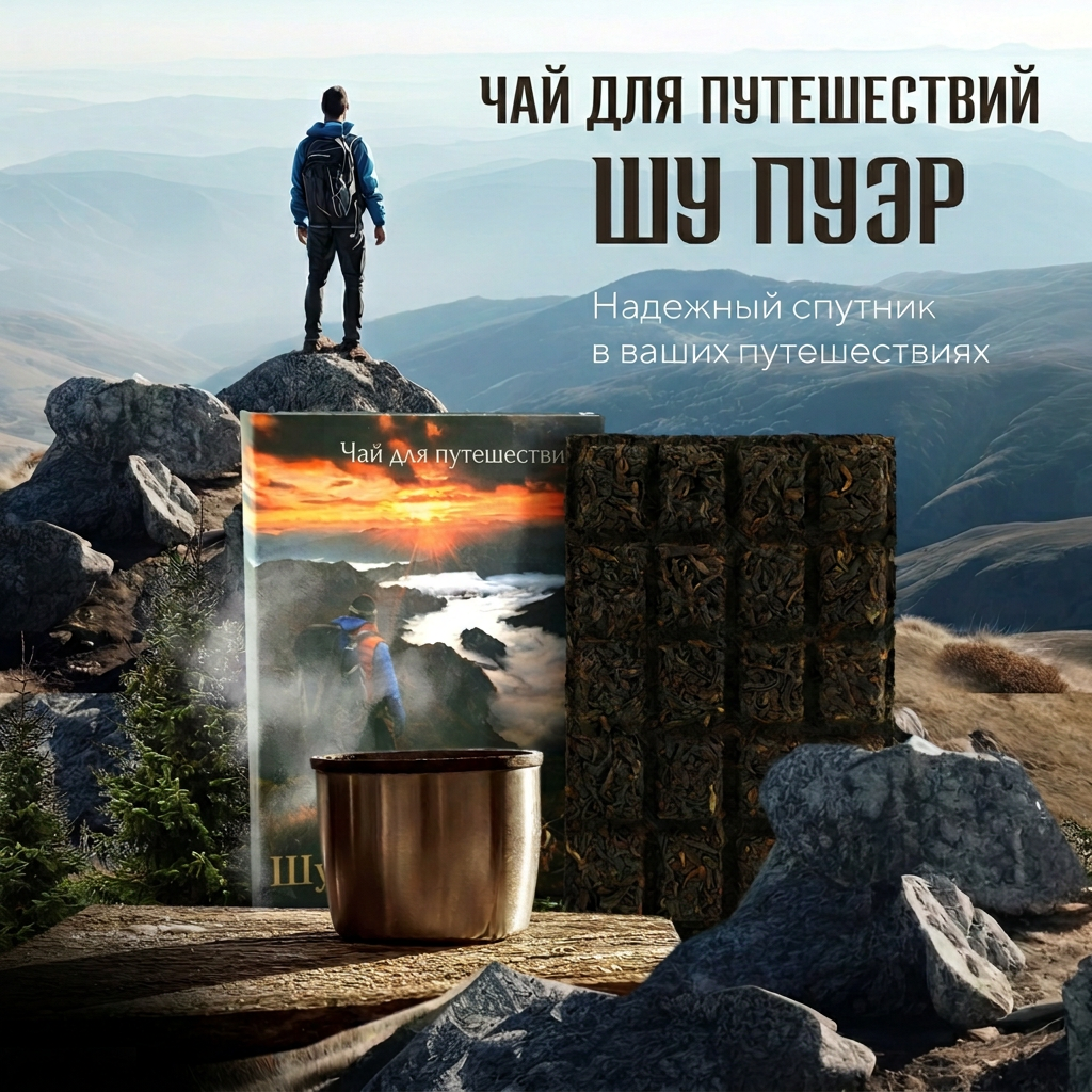 Pressed Rip Pu-erh Tea - Shu pu-erh Travel tea "Ripe pu-erh tea", 70 g.