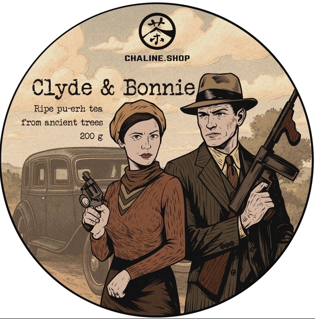 Pressed Rip Pu-erh Tea - Шу пуэр со старых деревьев "Clyde & Bonnie" марки "Чайная Линия" 200 г