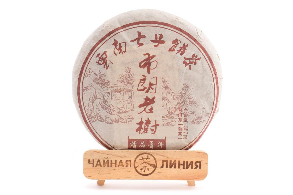 Pressed Rip Pu-erh Tea - Шу пуэр 2010 г. «Старые деревья Булан» с ароматом травы Номи 357 г
