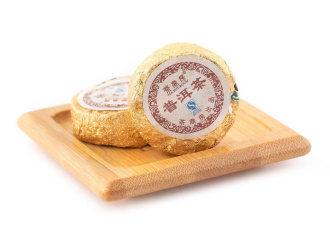 Pressed Rip Pu-erh Tea - Shu Pu'er Chenxiang (Old Fragrance) Mini Dots in Gold Foil