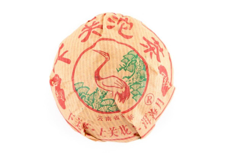 Pressed Raw Pu-erh Tea - Sheng pu-erh 2006 "Premium grade" of the "Pine and Crane" brand from the "Xiaguan" plant, 100 g, 