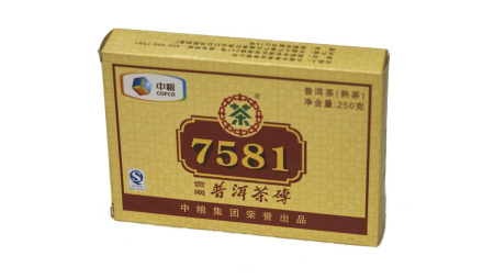 Pressed Rip Pu-erh Tea - Шу пуэр 2011 г. «7581» марки «Чжунча», кирпич 250 г., 