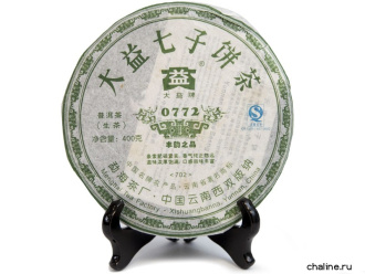 Pressed Raw Pu-erh Tea - Шэн пуэр 2007 г. рецепта «0772» марки «Даи» завода «Мэнхай» партия «702», 400 г