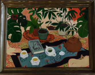 Painting "Conversations about flowers and masks", oil paints, canvas. Nikolay Leushin. Price: ₽5,000 rub.