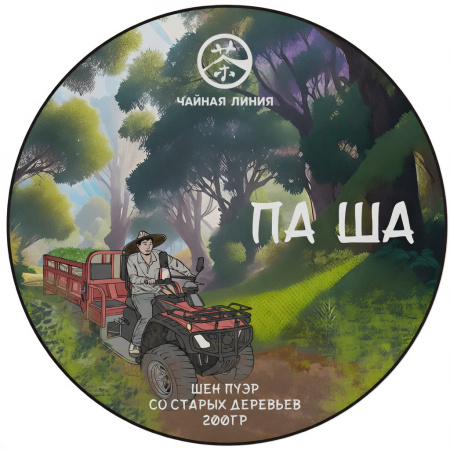 Pressed Raw Pu-erh Tea - Sheng pu-erh from ancient trees of the Pasha Mountains, brand "Tea Line", 200 g, 