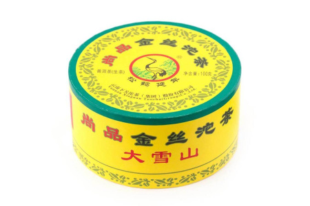 Pressed Raw Pu-erh Tea - Sheng pu-erh 2018 "Golden Thread" brand "Pine and Crane" factory "Xiaguan" nest 100g, 