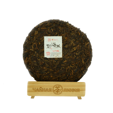 Pressed Raw Pu-erh Tea - Sheng pu-erh 2011 "Menghai Chen" brand "Laotongzhi" (Old Comrade) factory "Haiwan" 400 g, 