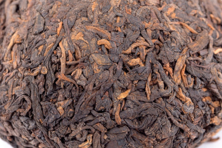 Pressed Rip Pu-erh Tea - Shu pu-erh 2007 "Lux" brand "Pine and Crane" from the "Xiaguan" plant, nest 100 g, 