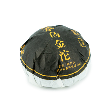 Pressed Rip Pu-erh Tea - Shu Pu-erh 2022 "Black Gold Banzhang" from the Zhoushi factory, 100 g, 