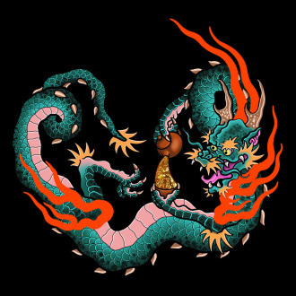 Pressed Rip Pu-erh Tea - Chinese dragon, 