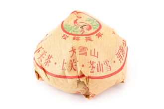 Pressed Raw Pu-erh Tea - Sheng puer 2016 "Golden thread" brand "Pine and crane" factory "Xiaguan" nest 100 g, 