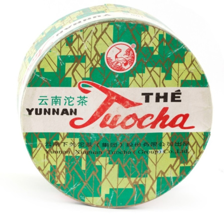 Pressed Rip Pu-erh Tea - Shu pu-erh 2007 "Lux" brand "Pine and Crane" from the "Xiaguan" plant, nest 100 g, 