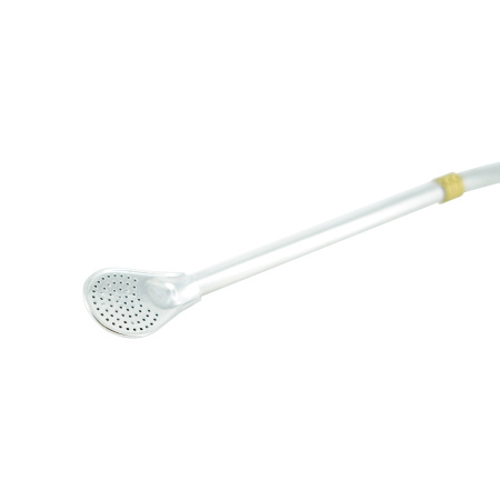 Metal bombilla for mate, with a gold rim in a plastic container. Price: ₽1,230 rub.