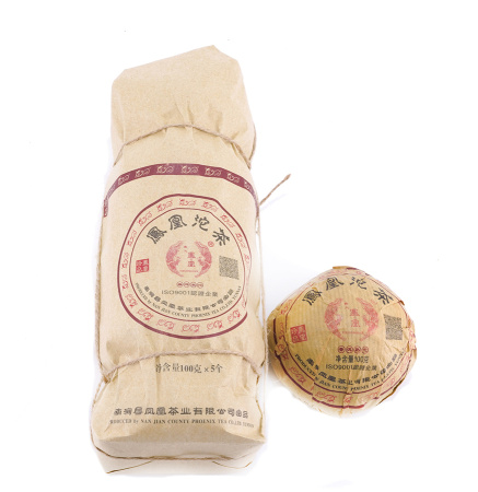 Pressed Rip Pu-erh Tea - Shu Pu'er 2021 from the Qicai Fenghuang plant, nest 100 g, 